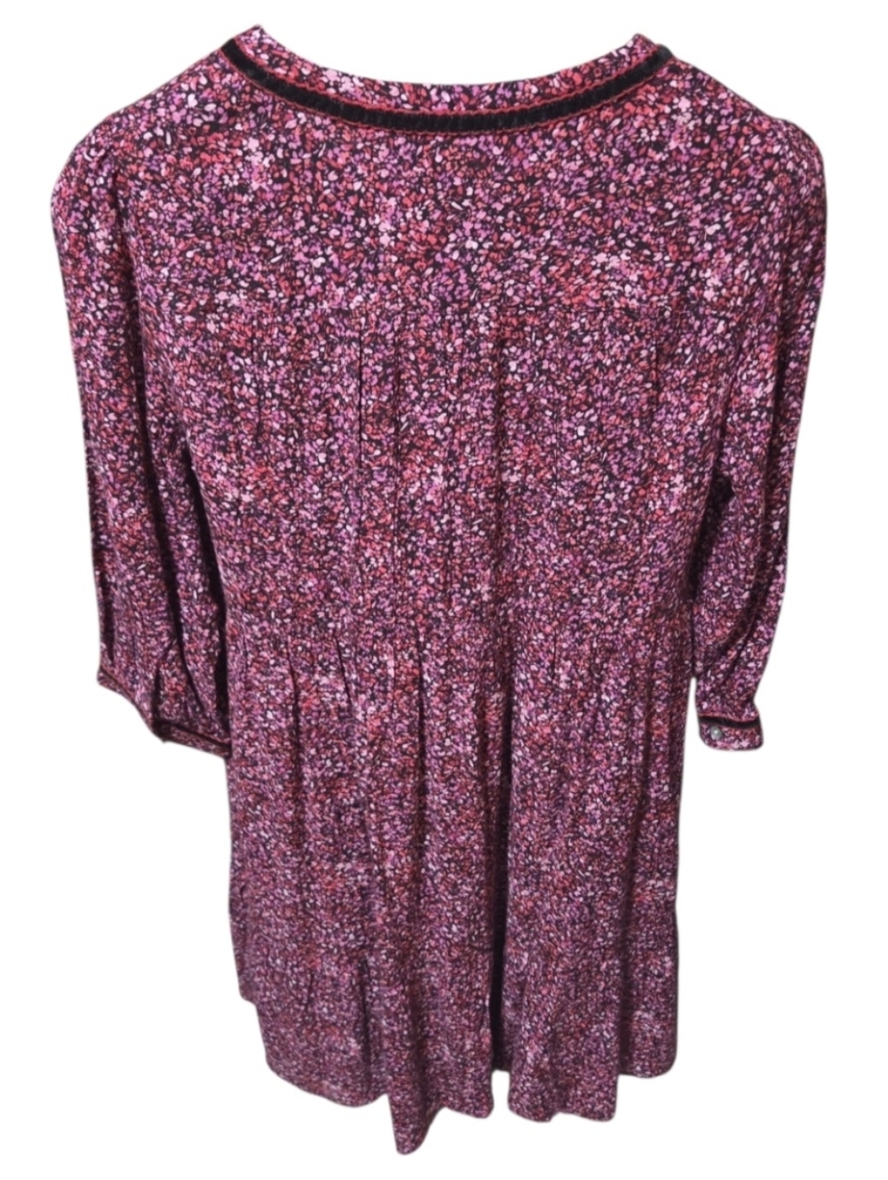 J. Jill Floral Velvet Trim Babydoll Flounce Hem Dress Pink Red Size Medium New! - Picture 3 of 9